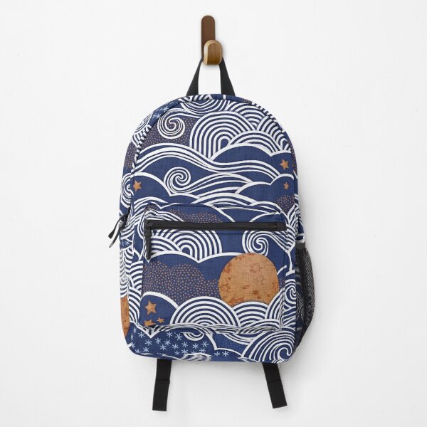 Item preview, Cozy Clouds- Navy blue night sky with moon designed and sold by Patricia Lima.