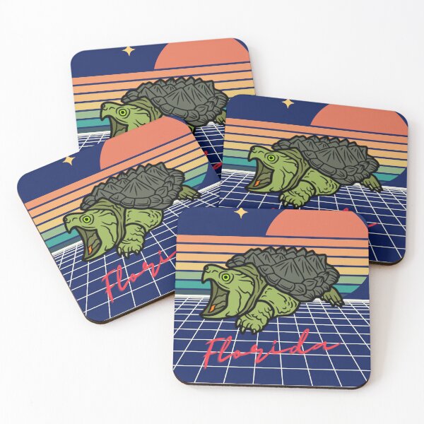 Item preview, Retro Futuristic '80s Florida Sunset Alligator Snapping Turtle  designed and sold by crickmonster.