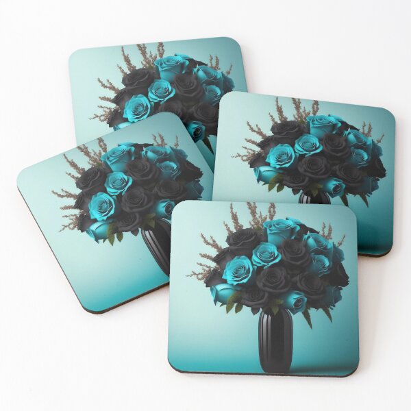 Item preview, Teal & Black Roses In Black Vase designed and sold by DesignsByPrnces.