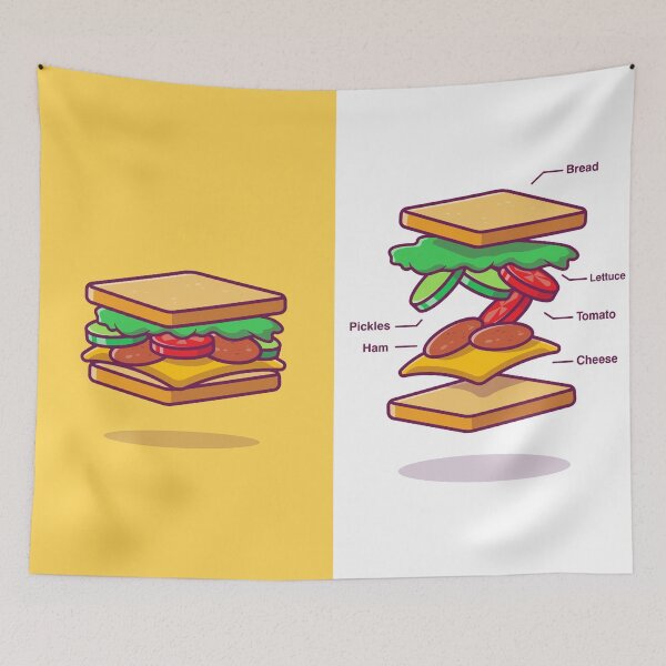 Item preview, Sandwich with Ingredients Cartoon Vector Icon Illustration designed and sold by hjian8219.
