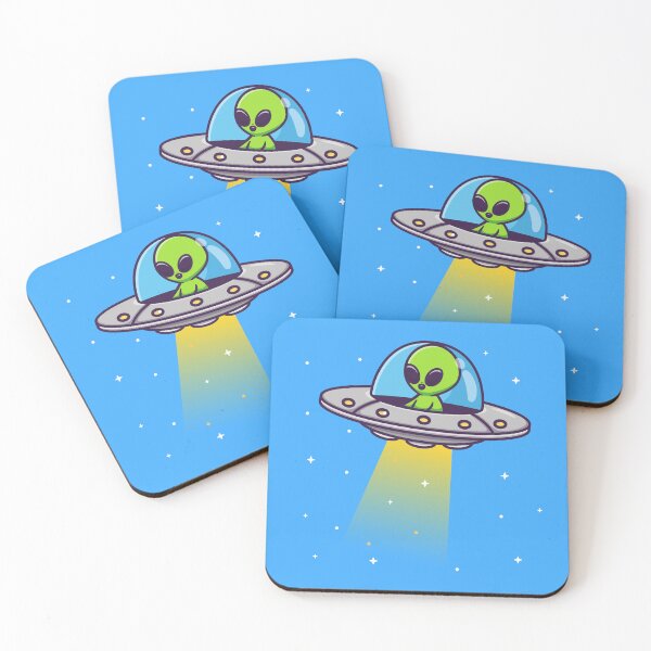 Item preview, Cute Alien Riding UFO in Space Cartoon Vector Icon Illustration designed and sold by hjian8219.