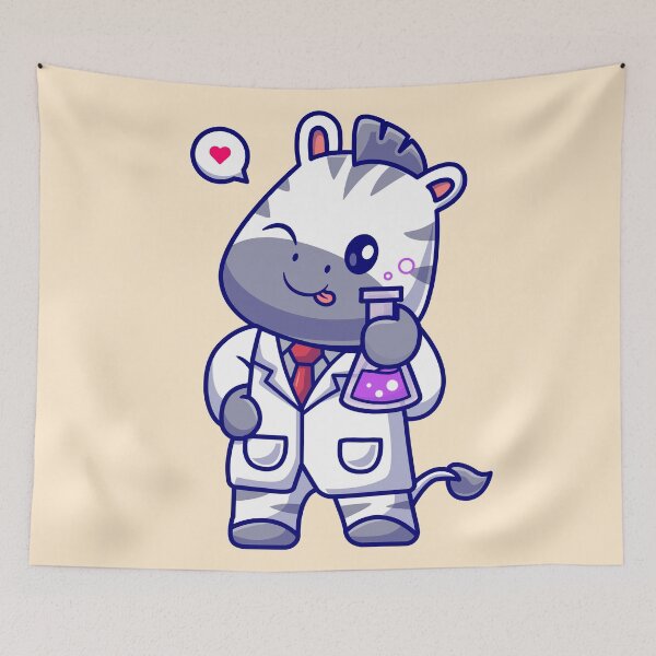 Item preview, Cute Zebra Scientist Cartoon Vector Icon designed and sold by hjian8219.