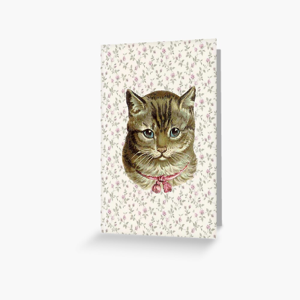 Coquette cat with floral wallpaper | Magnet