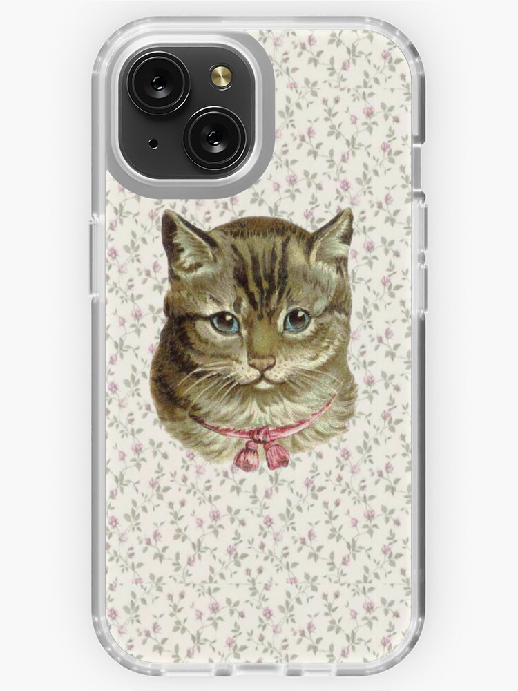 Coquette cat with floral wallpaper | Magnet