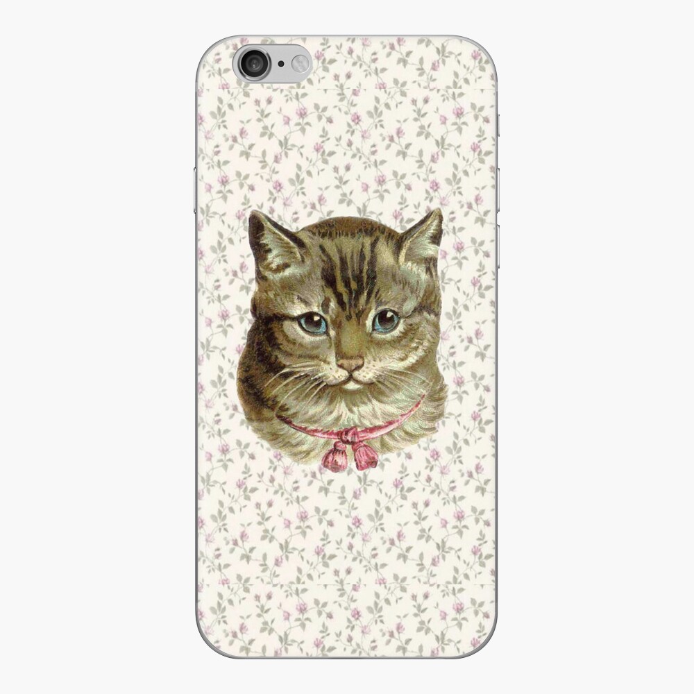 Coquette cat with floral wallpaper | Magnet