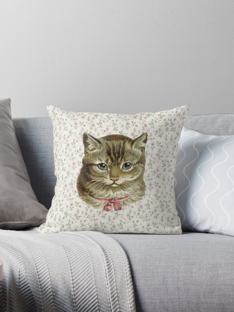 Coquette cat with floral wallpaper | Magnet