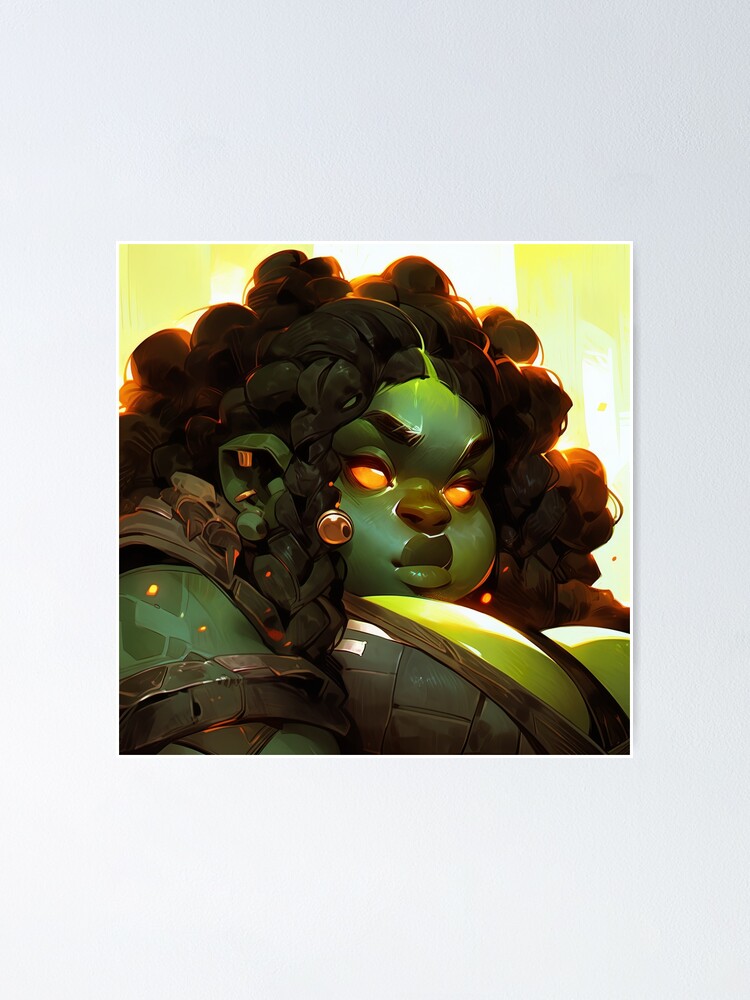 Beautiful Chubby Green Orc Anime Girl | Poster