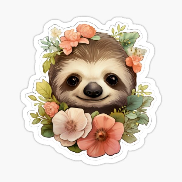 Item preview, Baby Sloth in Flowers designed and sold by SanguineGrace.