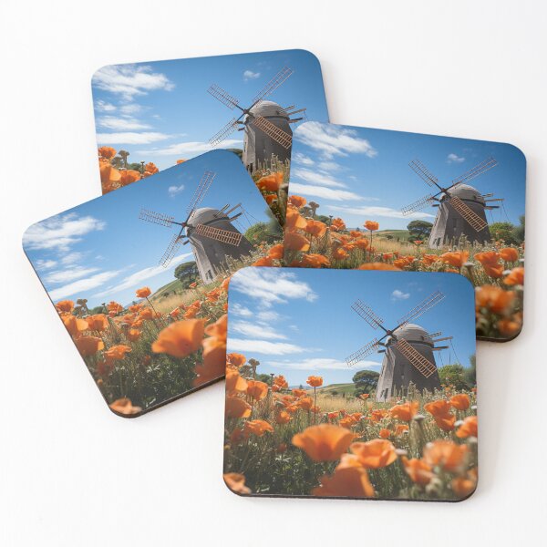 Item preview, Holland Windmill and Poppies designed and sold by Myra365Art.