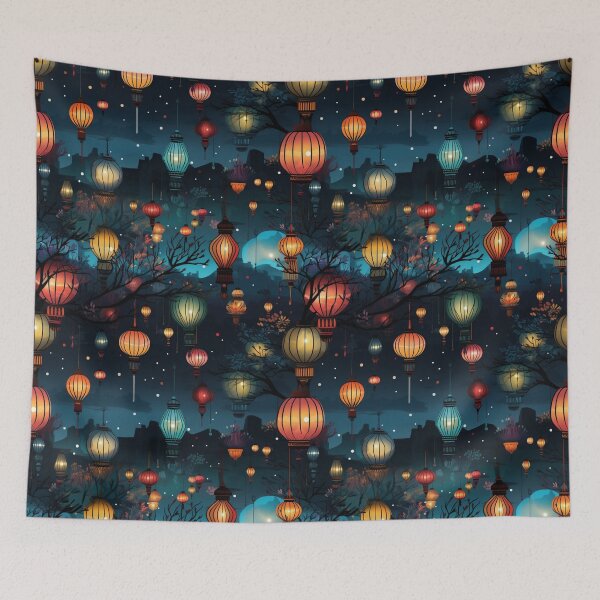 Item preview, Night Sky of Bright Colored Lanterns  designed and sold by Myra365Art.