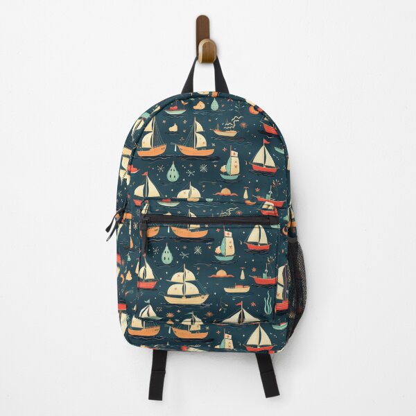 Item preview, Anchors, sailboats, and cute sea creatures seamless pattern with a nautical theme. #1 designed and sold by PSKStudio.