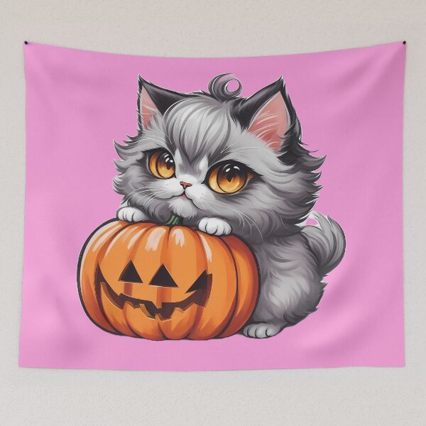 Item preview, Cute Persian Kitten with Pumpkin Toy designed and sold by purrfect pattern.