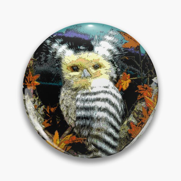 Item preview, White Little Owl in Autumn Birch Wreath designed and sold by Kim Arnott.
