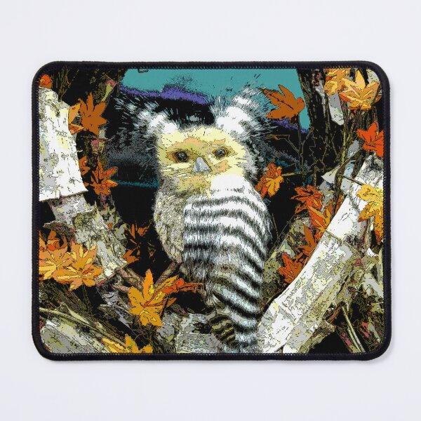 Item preview, White Little Owl in Autumn Birch Wreath designed and sold by Kim Arnott.