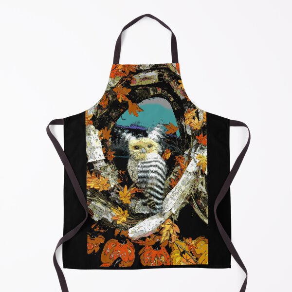 Item preview, White Little Owl in Autumn Birch Wreath designed and sold by Kim Arnott.