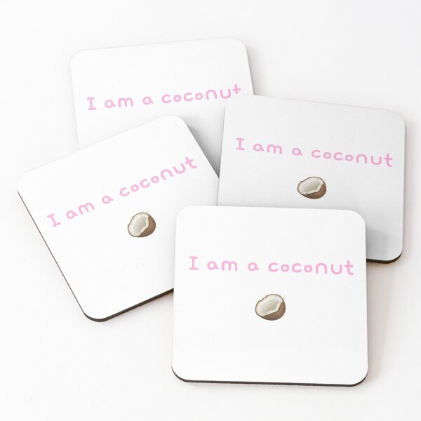 Item preview, “I Am A Coconut” - Pink on White/Pink/Grey Line designed and sold by Curlybabe-.