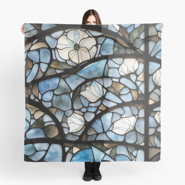Aperçu de l'œuvre Moonflower, motif de vitrail, inspiré de Koloman Moser créée et vendue par NouveauEra.