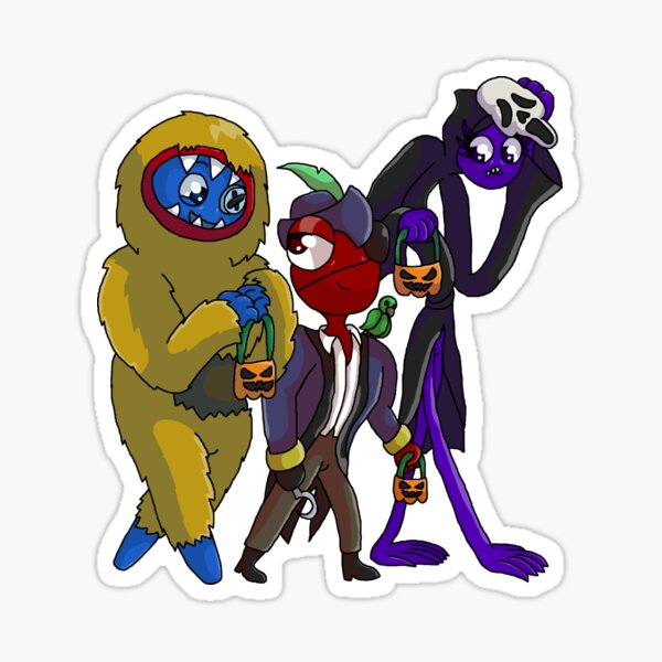 Blue, Red And Purple Halloween (Rainbow Friends) Sticker for Sale