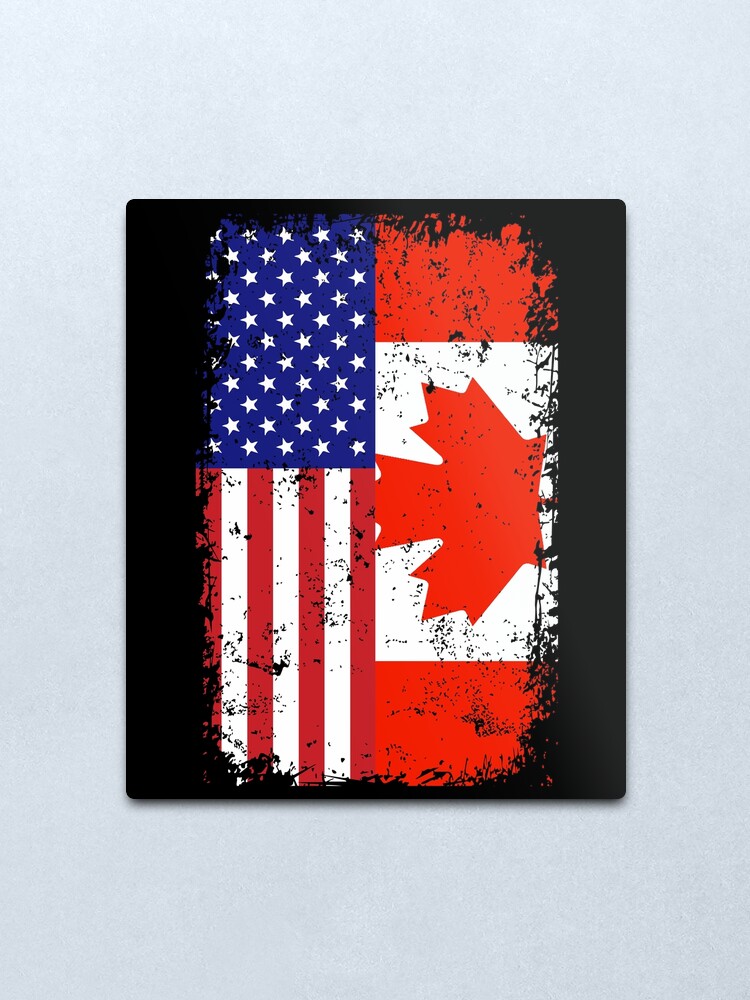 Alternate view of Rustic Canadian American Flag Metal Print