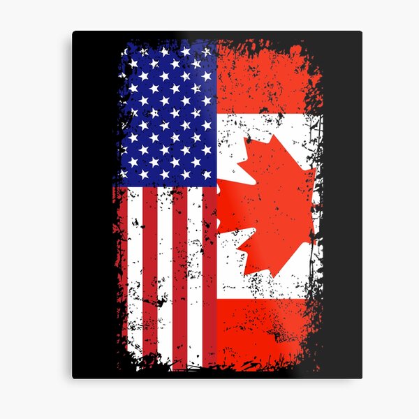 Rustic Canadian American Flag Metal Print