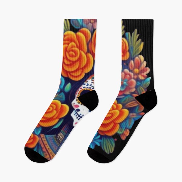 Artikelvorschau, Mexikanischer Totenkopf mit Blumenmuster entworfen und verkauft von Roxburylane.