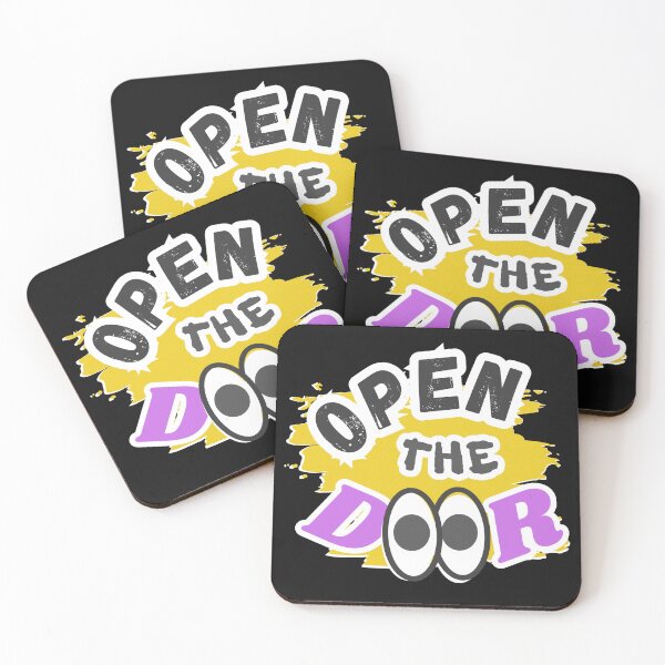 Item preview, Open the door, colorful inscription and funny eyes on a yellow background designed and sold by SplashTastic.