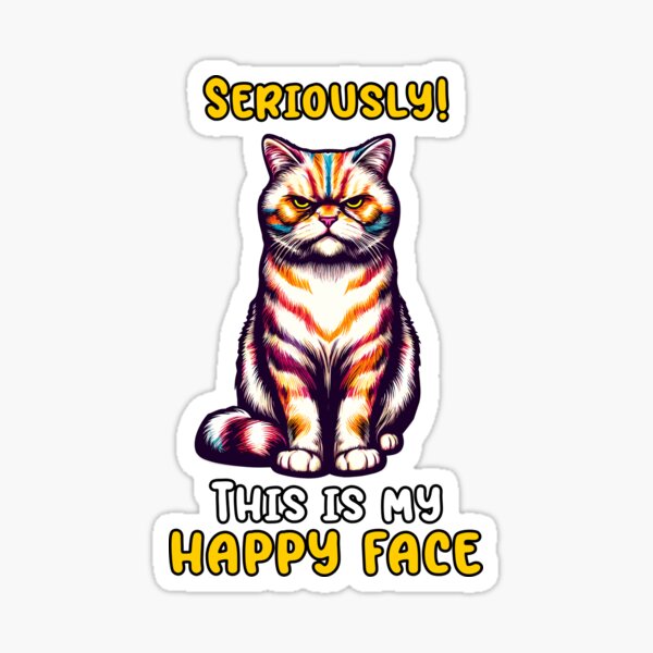 Pack 3 Pcs Sticker - Funny Innocent Cat Face - Cat Meme Sticker