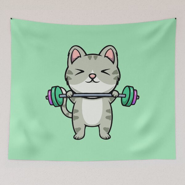 Item preview, Cute cat workout cartoon icon illustration designed and sold by cubbone.