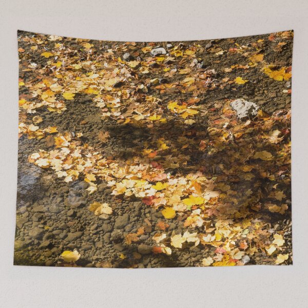 Item preview, Autumnal Tapestry - Clean River with Floating Maple Leafs Pictorial Pattern designed and sold by Georgia Mizuleva.