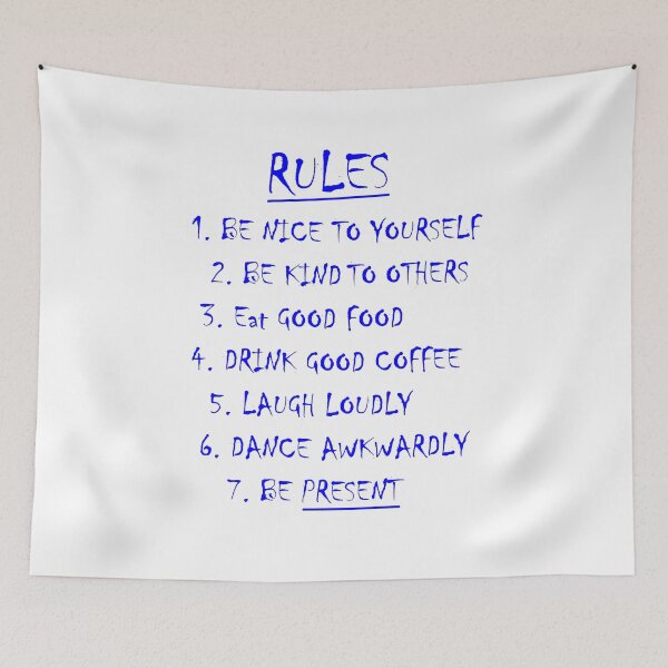 Item preview, blue House Wall Art  Rules, Retro Wall Art, Rules Art Print, Retro Quote Print, Apartment Wall Art Print, Dorm Room Decor, Red Minimalist Print, designed and sold by ayaato.
