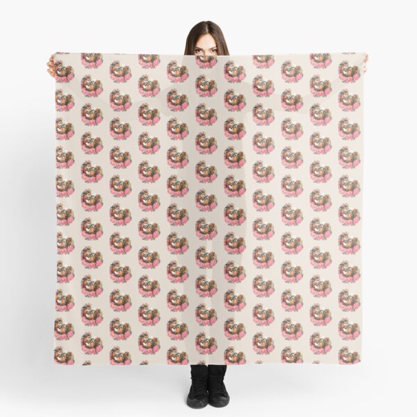 Fox and Flowers in Cream Scarf