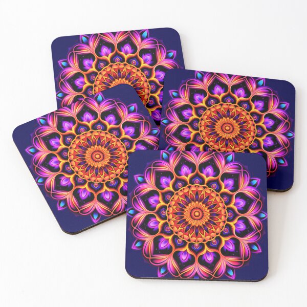Item preview, Flower mandala fluorescent purple blacklight marigold designed and sold by Atelier-Arcano.