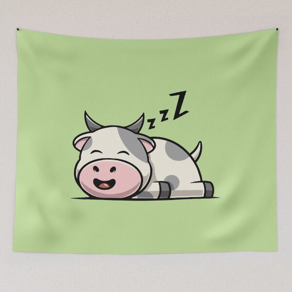 Item preview, Cute cow sleeping cartoon illustration designed and sold by cubbone.