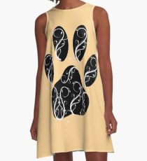 Dog Paw Print With Flourishes A-Line Dress
