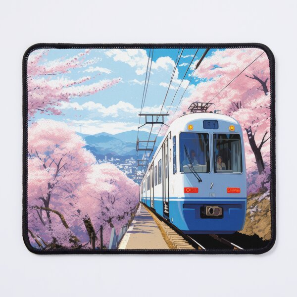 Artikelvorschau, Zugfahrt mit der Kirschblüte: Ruhige Sakura-Landschaft entworfen und verkauft von VisionDuke.