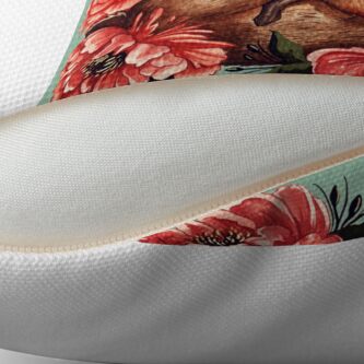 Alternate view of Rabbit and Flowers in Green Throw Pillow