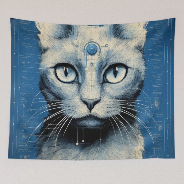 Item preview, Mechanical Cat Blueprint:Cat Design designed and sold by VisionDuke.