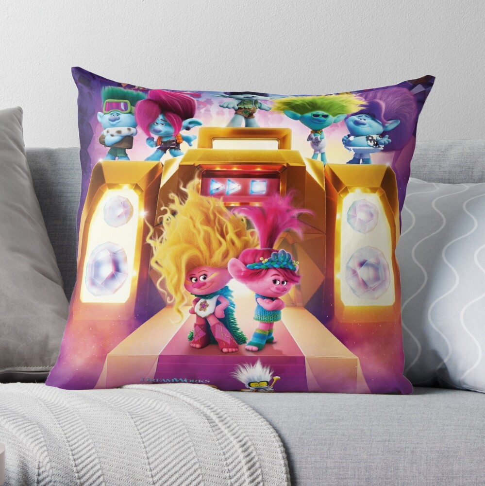 Trolls Band Together DreamWorks Velvet and Veneer Throw Pillow, 18x18,  Multicolor