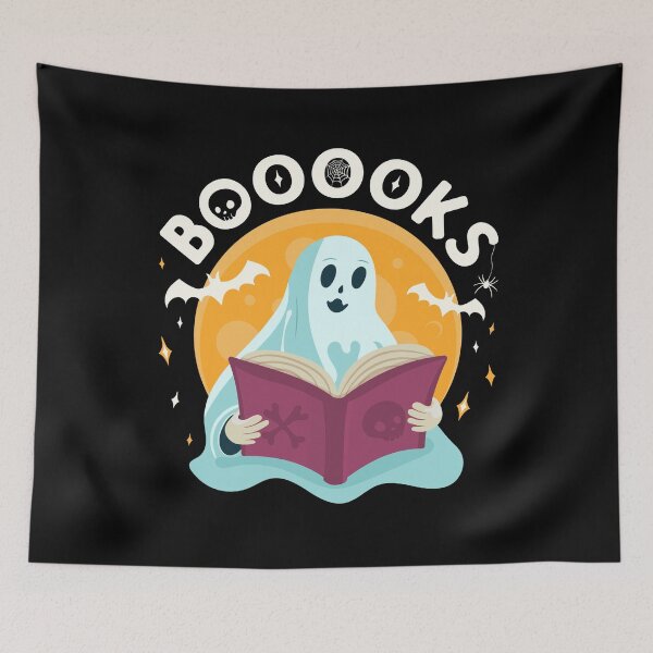 Item preview, Booooks - ghost reading booooks halloween with bats design for bookworms designed and sold by venomousvector.