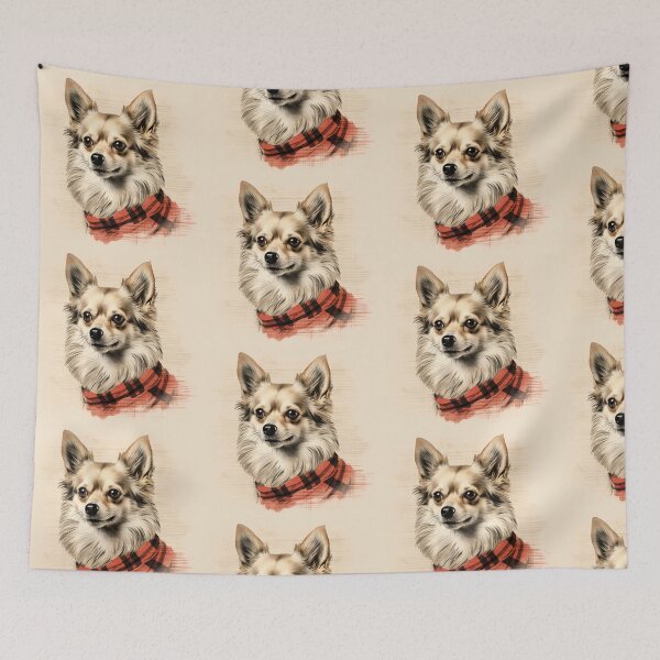 Aperçu de l'œuvre Alaskan Klee Kai Christmas Plaid Watercolor créée et vendue par rafaeltto.