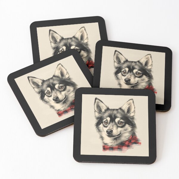 Aperçu de l'œuvre Alaskan Klee Kai Christmas Plaid Watercolor créée et vendue par rafaeltto.