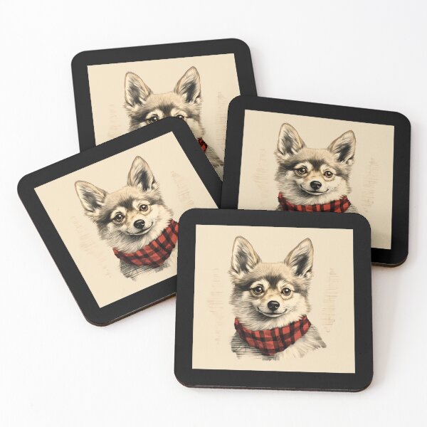 Aperçu de l'œuvre Alaskan Klee Kai Christmas Plaid Watercolor créée et vendue par rafaeltto.