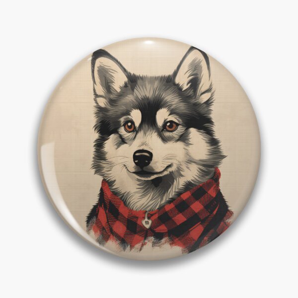 Aperçu de l'œuvre Alaskan Klee Kai Christmas Plaid Watercolor créée et vendue par rafaeltto.