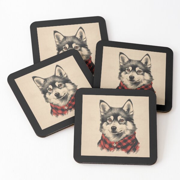 Aperçu de l'œuvre Alaskan Klee Kai Christmas Plaid Watercolor créée et vendue par rafaeltto.