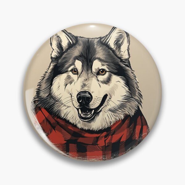 Aperçu de l'œuvre Alaskan Malamute Christmas Plaid Watercolor créée et vendue par rafaeltto.