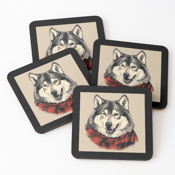 Aperçu de l'œuvre Alaskan Malamute Christmas Plaid Watercolor créée et vendue par rafaeltto.