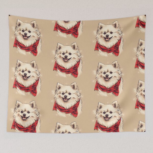 Item preview, American Eskimo Christmas Plaid Watercolor designed and sold by rafaeltto.