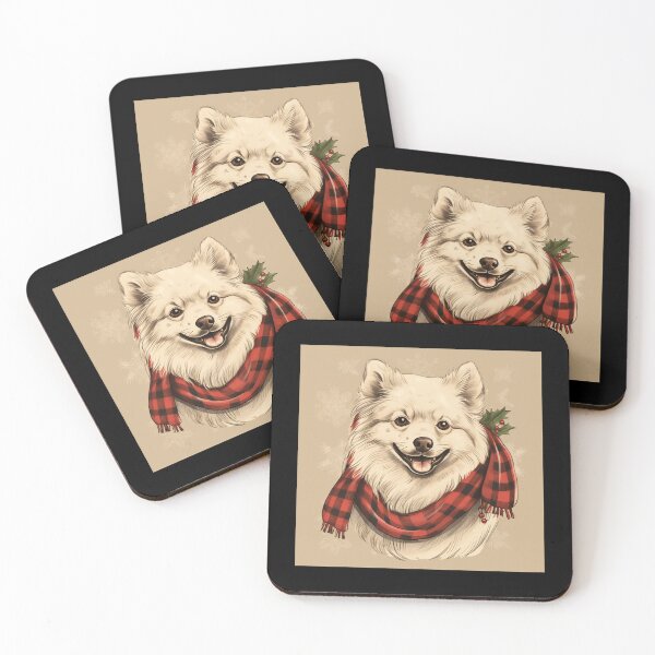 Item preview, American Eskimo Christmas Plaid Watercolor designed and sold by rafaeltto.