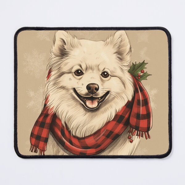 Item preview, American Eskimo Christmas Plaid Watercolor designed and sold by rafaeltto.