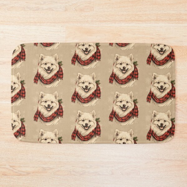 Item preview, American Eskimo Christmas Plaid Watercolor designed and sold by rafaeltto.